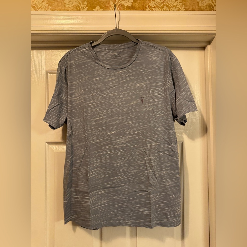 All Saints Charcoal Striped Men's Tee